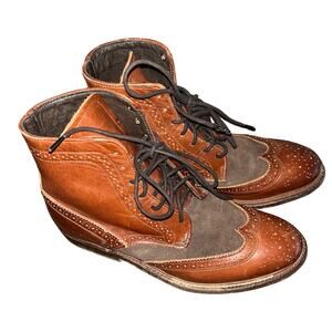 Vintage Foundry Co Flint Dress Two Tone Leather Boots Brown Size 8